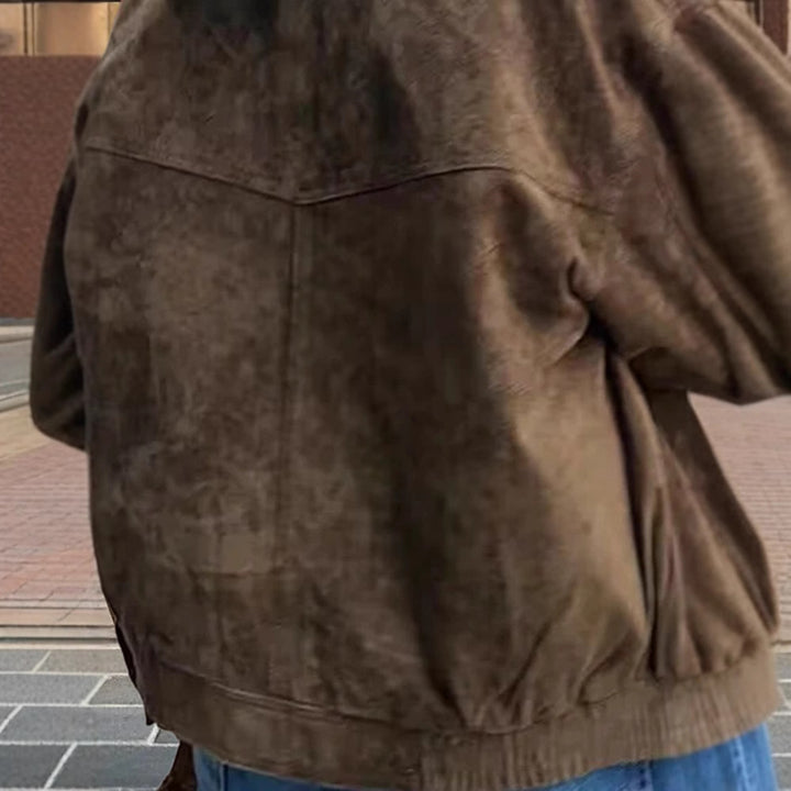 Damen Modische Wildlederjacke im lässigen Stil Drune