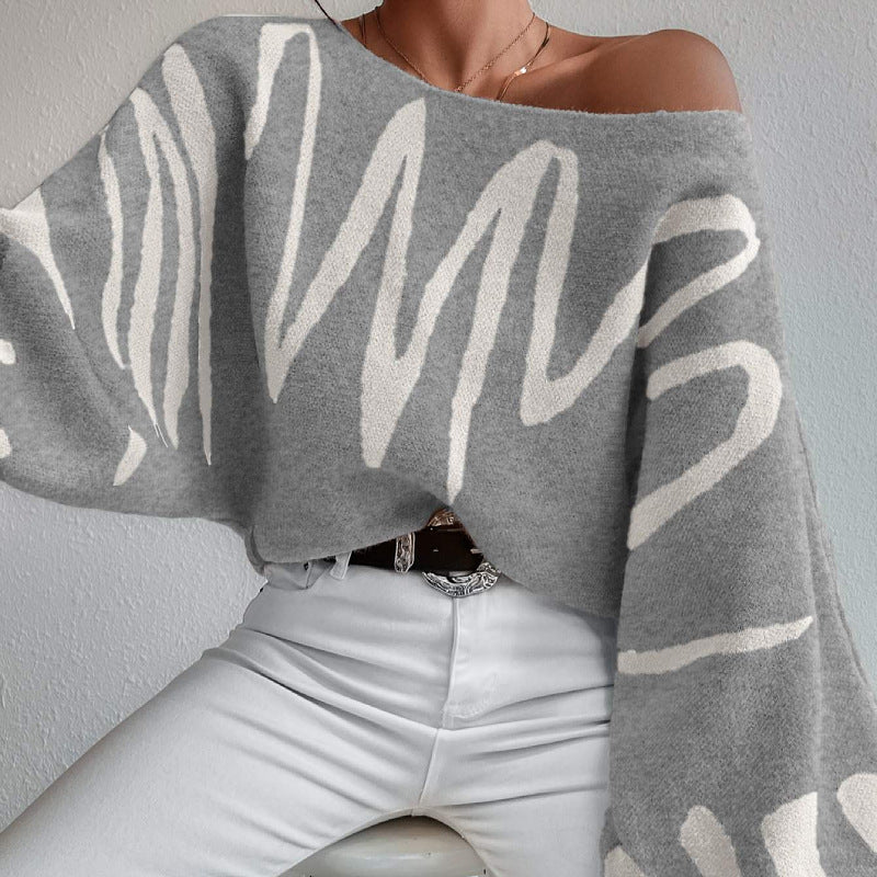 Damen Oversized Strickpullover mit asymmetrischem Design und lässigem Ausschnitt Drune