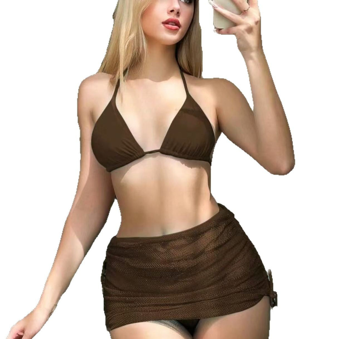 Damen Triangel-Bikini-Set mit verstellbarem Rock Drune