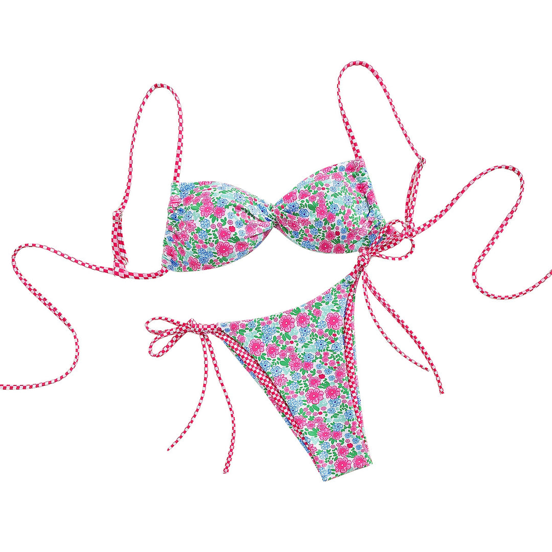 Damen Floral Bikini mit verstellbaren Bindegurten Drune
