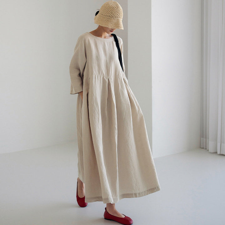 Damen lässiges Sommerkleid im A-Linien Schnitt mit 3/4 Ärmeln Drune