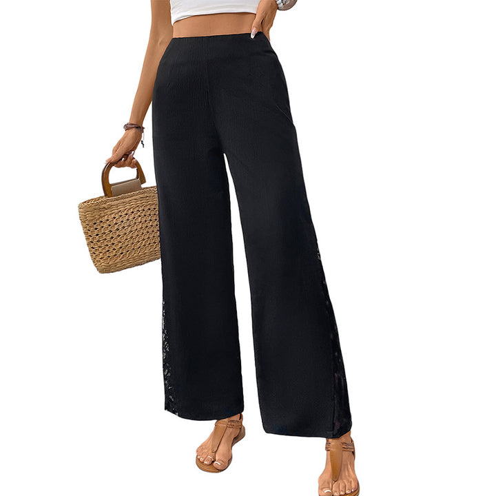 Damen elegante Palazzo-Hose mit Spitzen-Details Drune