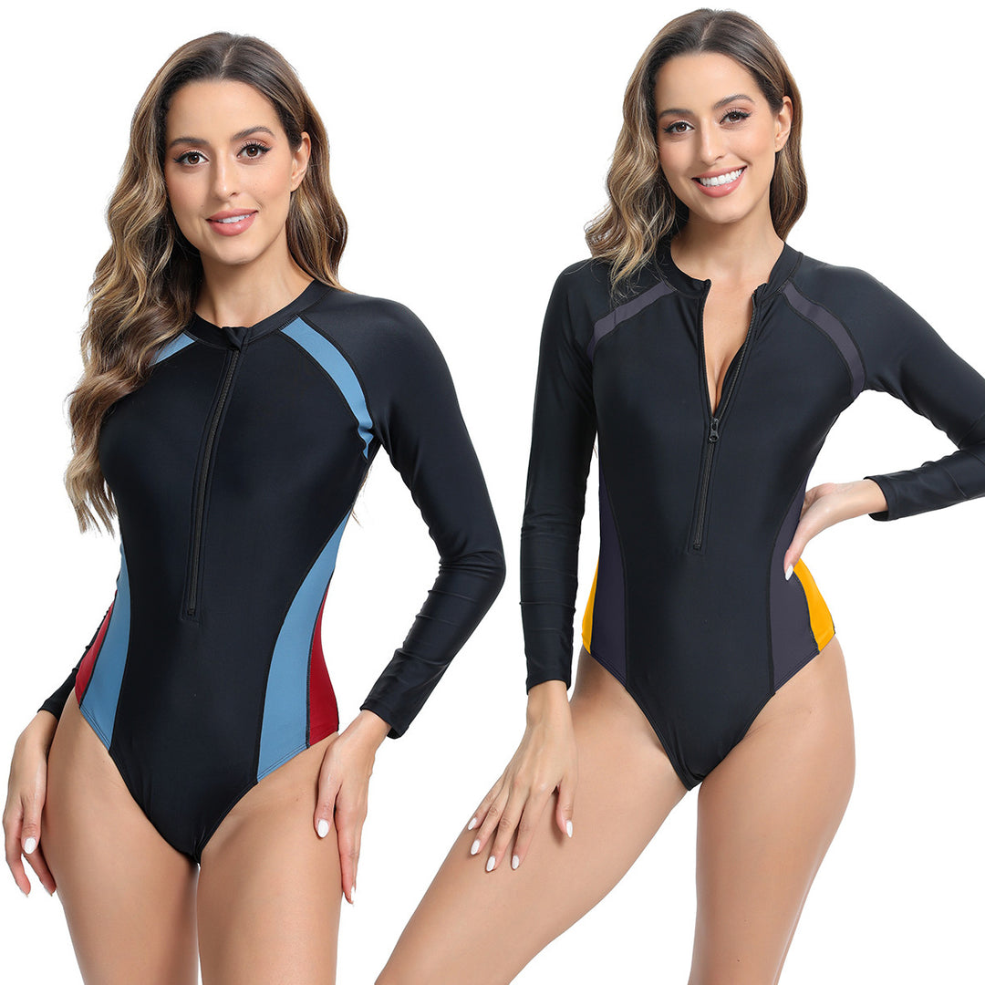 Damen Sportlicher Langarm Badeanzug Drune
