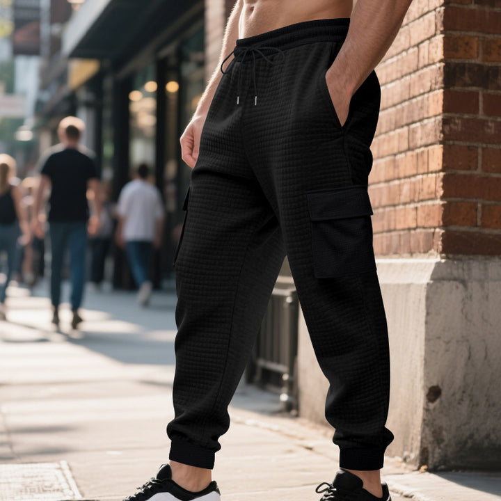 Herren nan gesteppte Thermo-Loungehose mit Funktionstaschen, Tunnelzug und elastischem Bündchen Drune