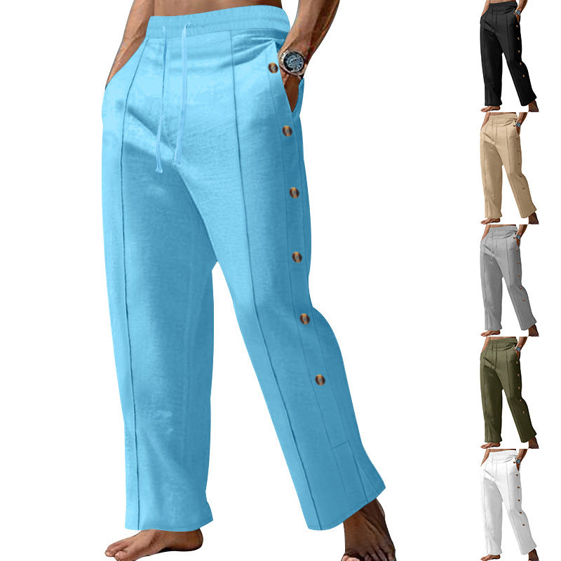 Herren Elegante Freizeithose mit verstellbarem Bund und praktischen Druckknöpfen Drune
