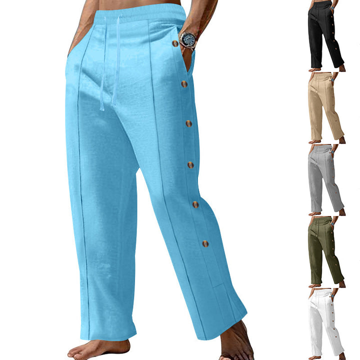 Herren Elegante Freizeithose mit verstellbarem Bund und praktischen Druckknöpfen Drune