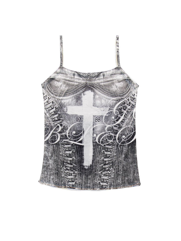 Damen Camisole-Top mit grafischem Druck und verführerischem Schnitt Drune