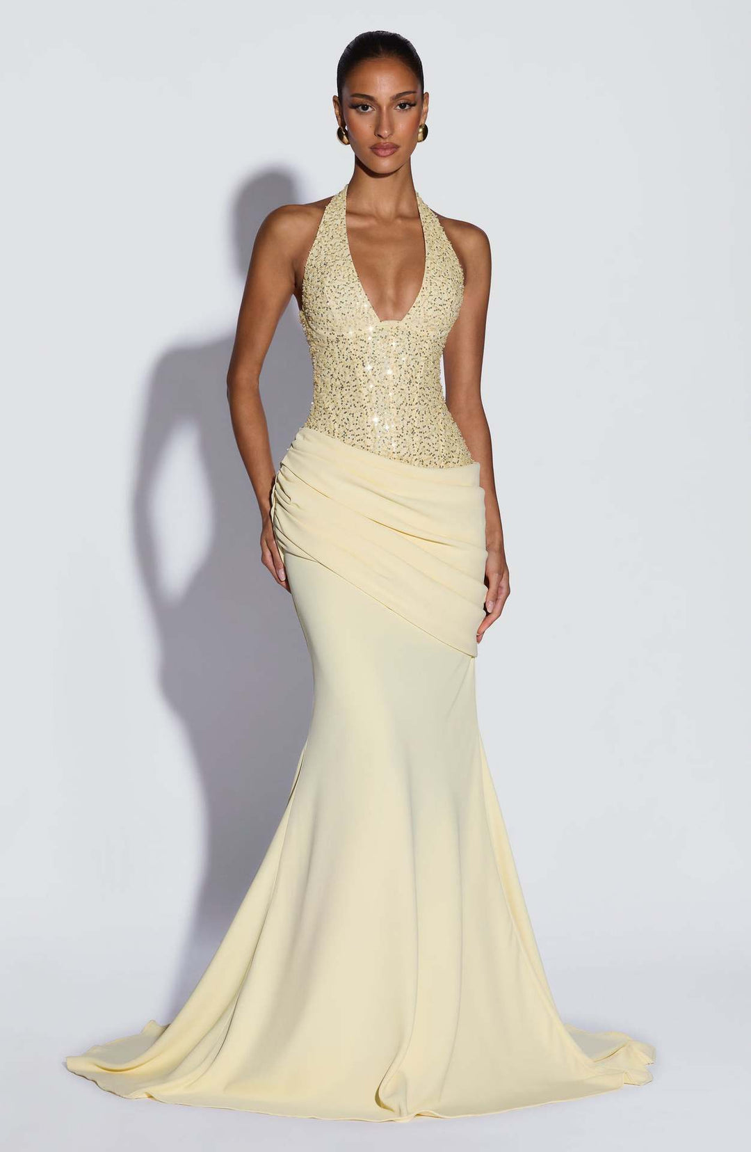 Damen Elegantes Abendkleid mit schimmerndem Oberteil und fließendem Rock Drune