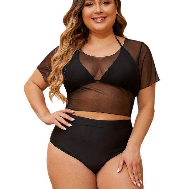 Damen Bikini-Oberteil mit transparentem Overlay und figurbetontem Unterteil Drune