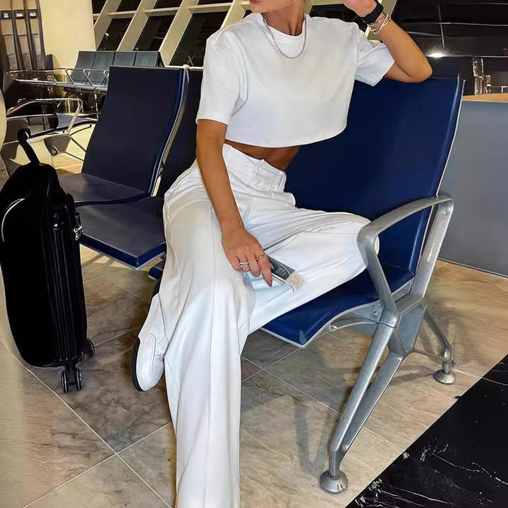 Damen Weit geschnittenes Ensemble aus Oberteil und Hose mit hohem Bund Drune