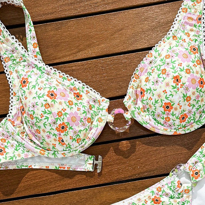 Damen Triangel-Bikini-Set mit dekorativen Ringdetails Drune