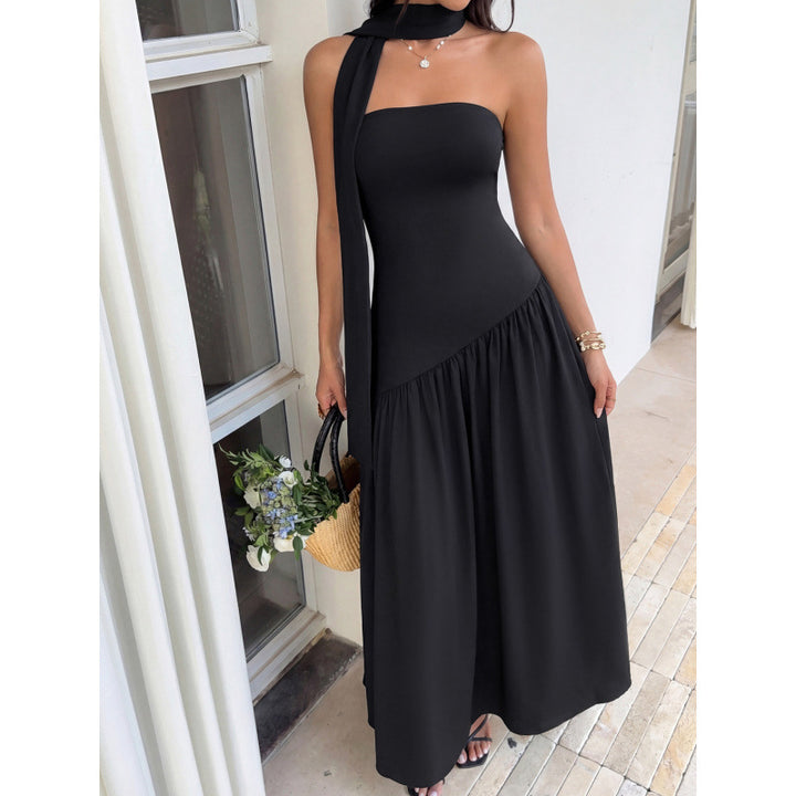 Damen Elegantes Maxikleid mit asymmetrischem Saum und schickem Trägerdesign Drune