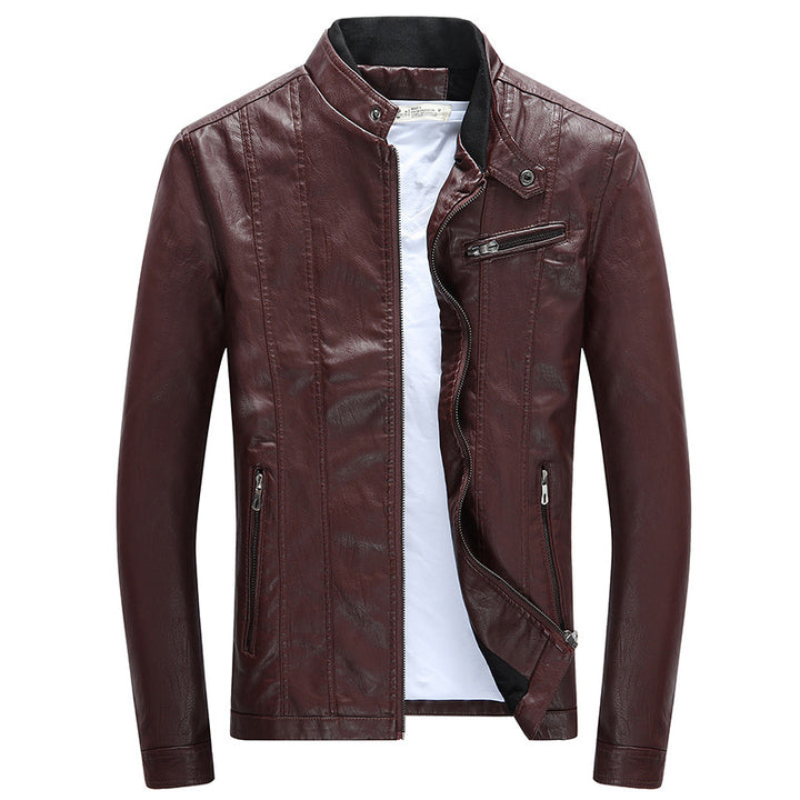 Herren trendige Kunstlederjacke mit feinen Steppdetails Drune