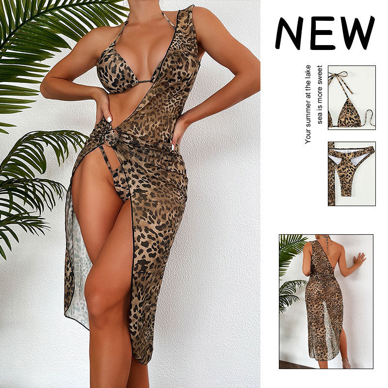 Damen Triangel-Bikini mit transparenter Strandrobe Drune
