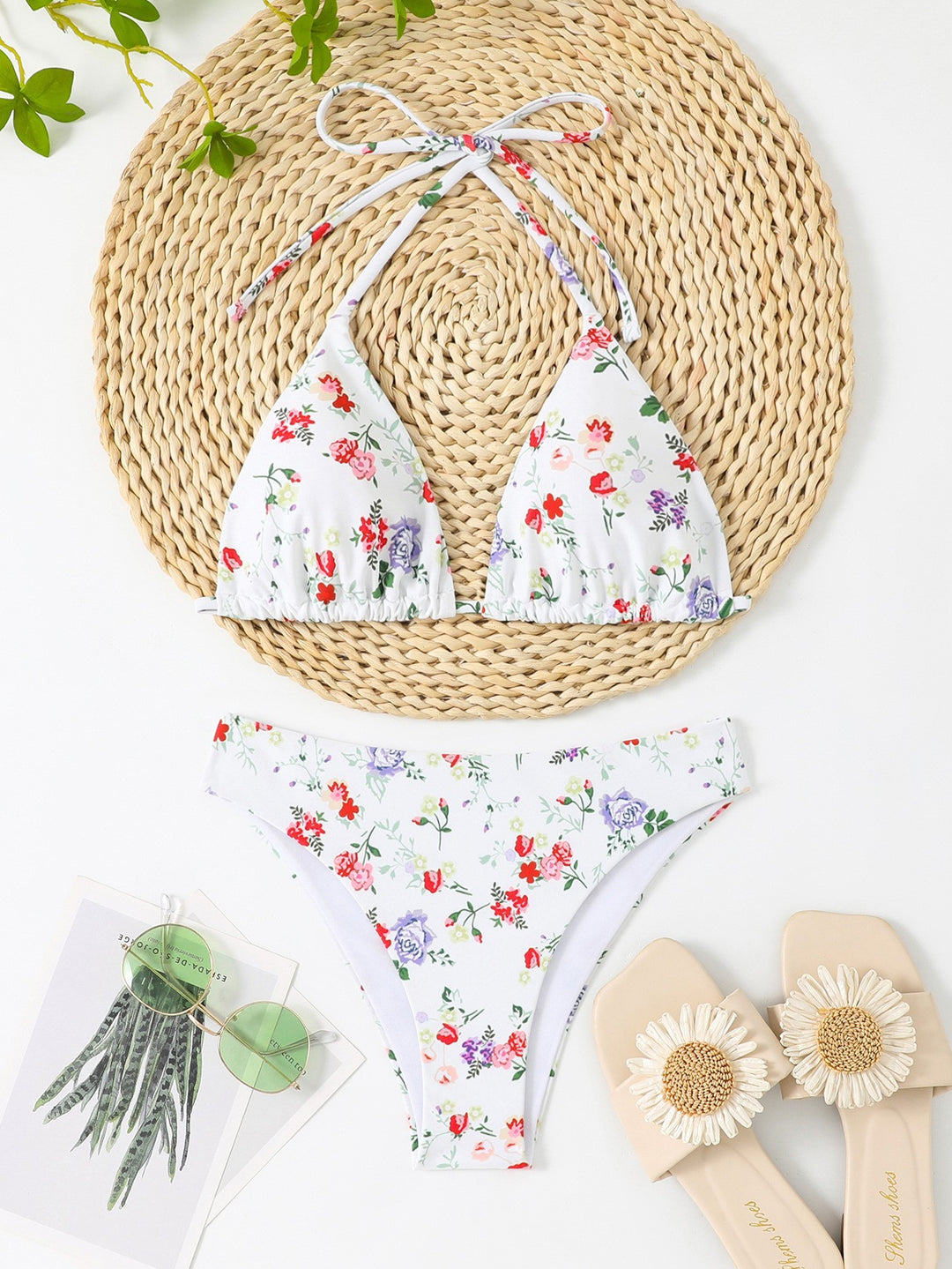 Damen Bikiniset mit floralem Muster und Gingham-Design Drune