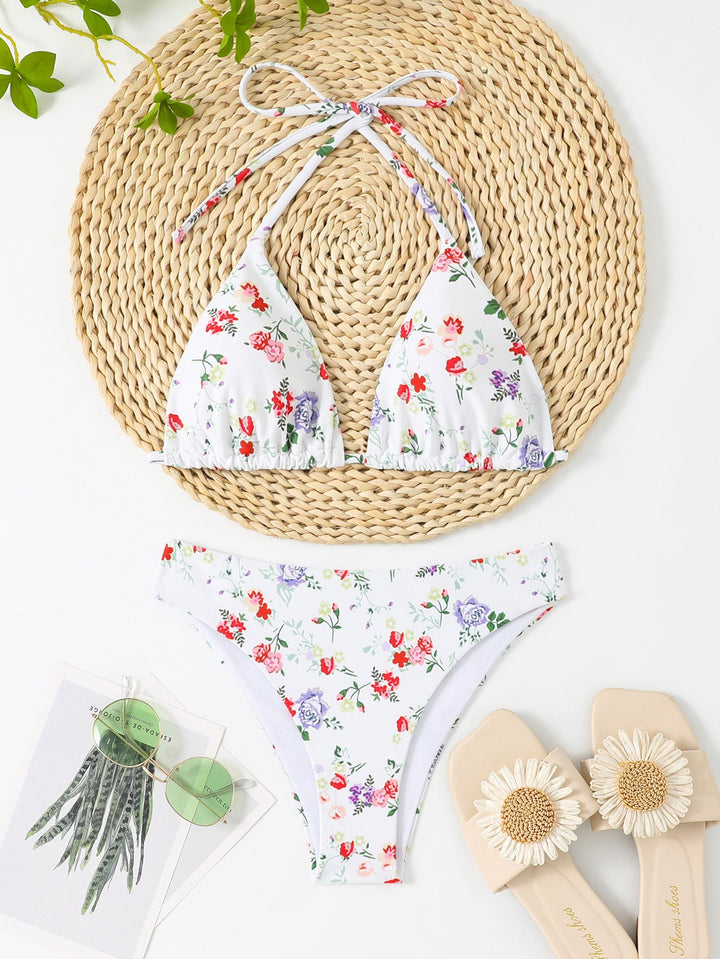 Damen Bikiniset mit floralem Muster und Gingham-Design Drune