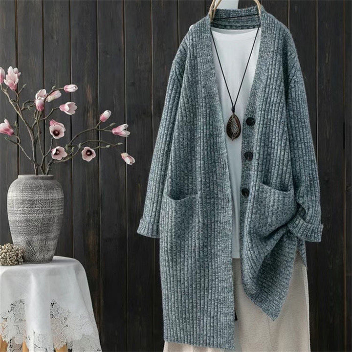 Damen kuschelige Strickjacke mit praktischen Taschen und modischem Schnitt Drune