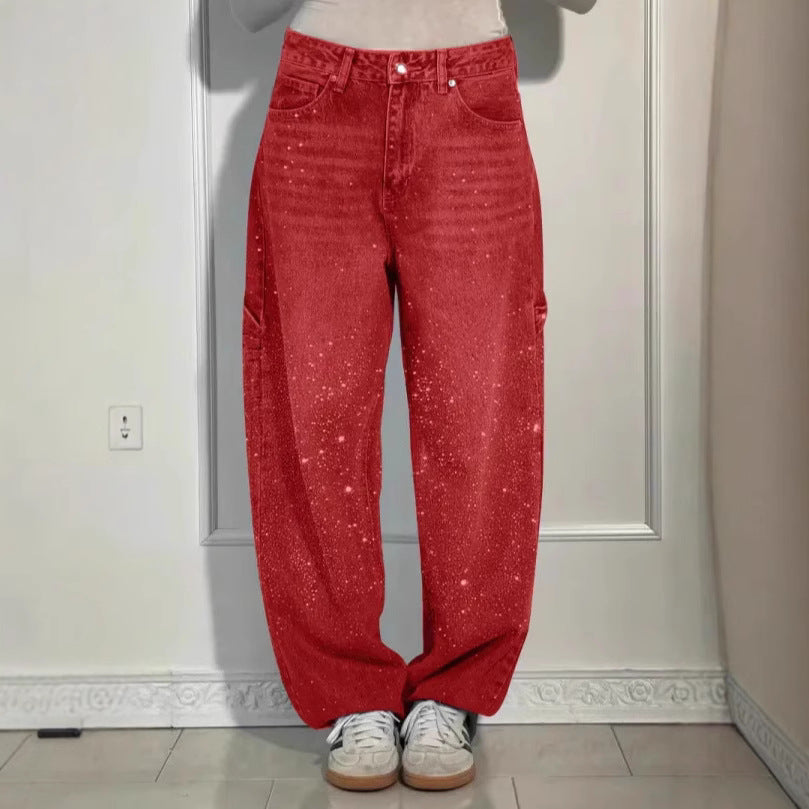 Femme Designer High-Waist-Jeans mit himmlischen Verzierungen Drune