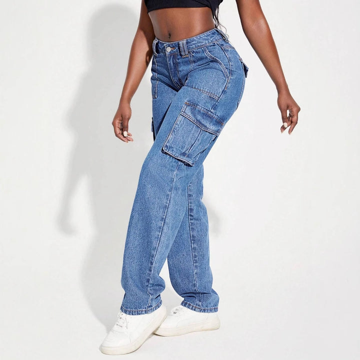 Damen Cargo Jeans mit elastischem Bund und praktischen Seitentaschen Drune