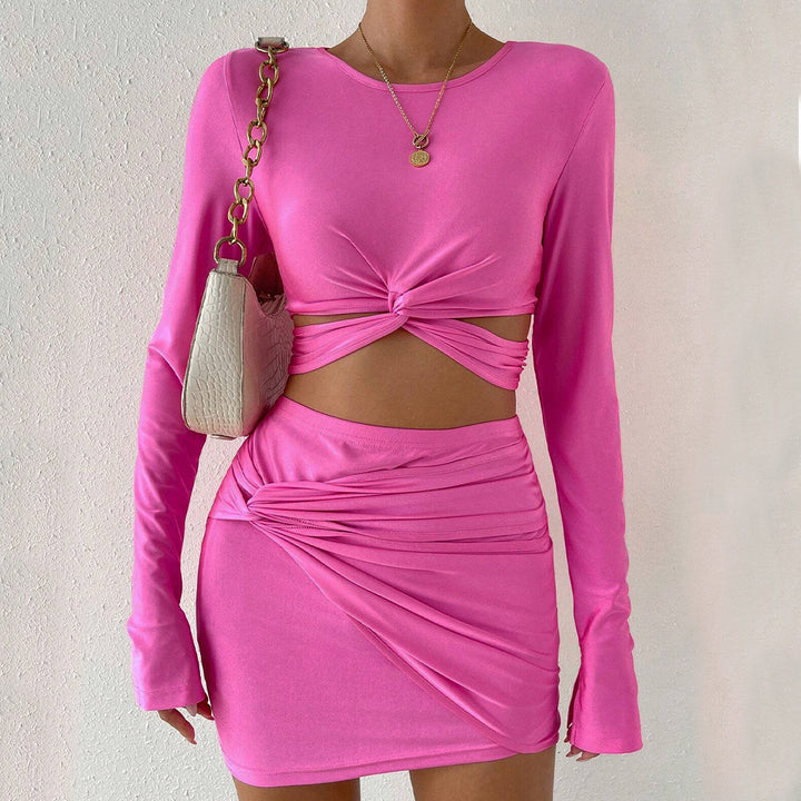 Damen Crop-Top und Minirock Set mit Raffungen Drune