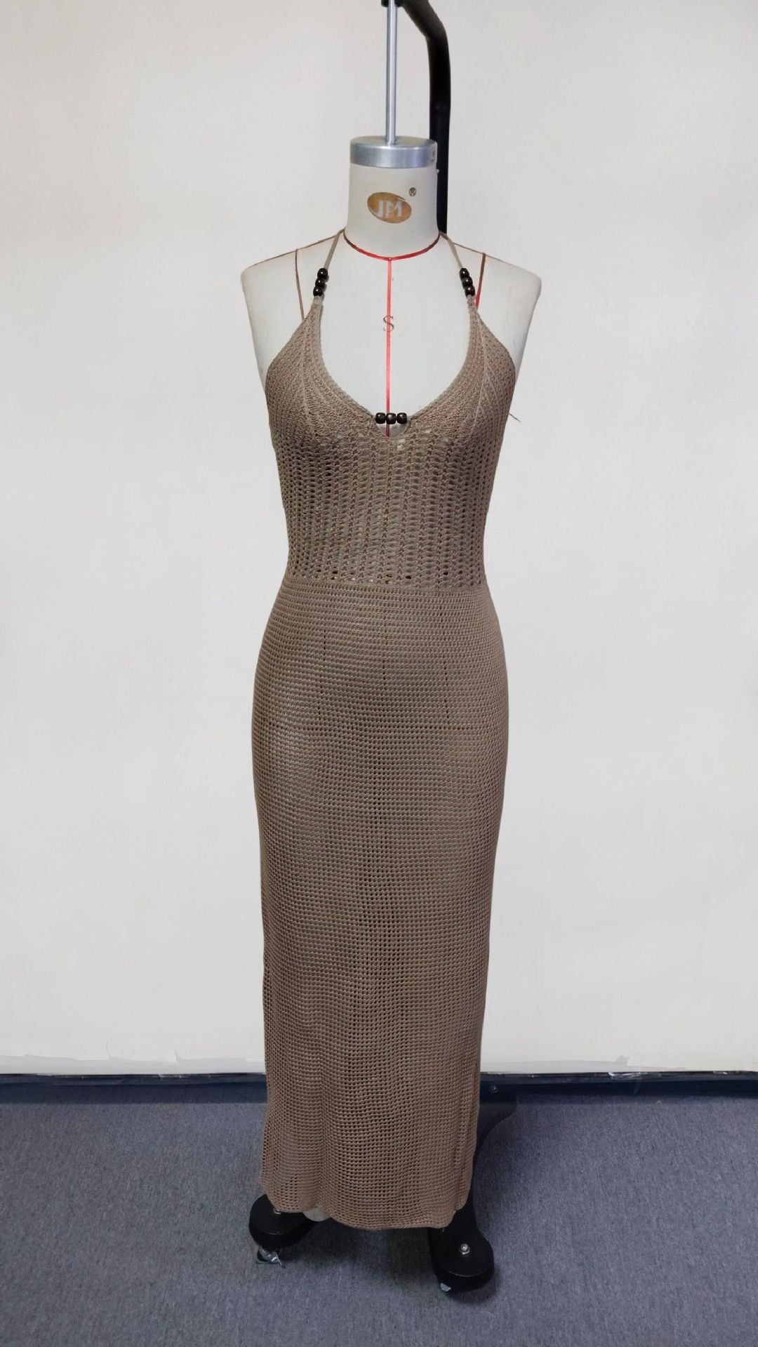 Damen gehäkeltes Strandkleid mit tiefem V-Ausschnitt und herausragenden Details Drune