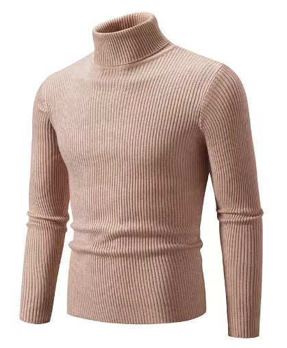 Herren nan Rippstrick Rollkragenpullover figurnaher elastischer Feinstrick Drune