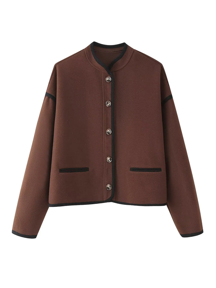 Damen elegante Übergangsjacke mit dekorativen Knöpfen Drune
