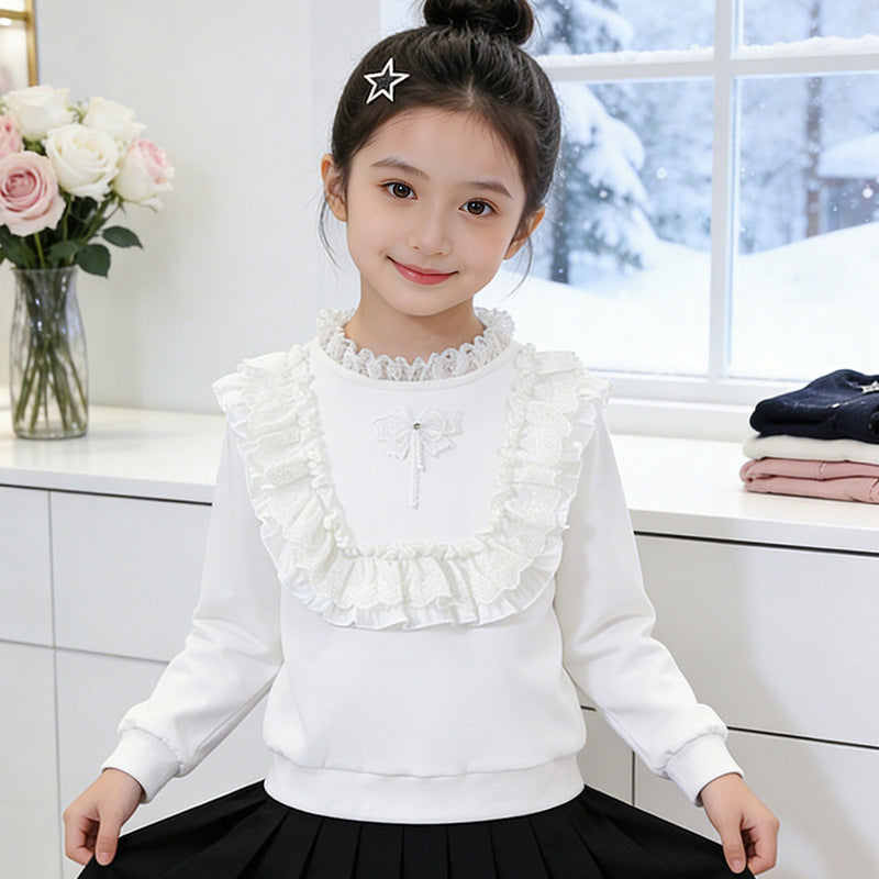 Mädchen Sweatshirt mit Rüschendetails Drune