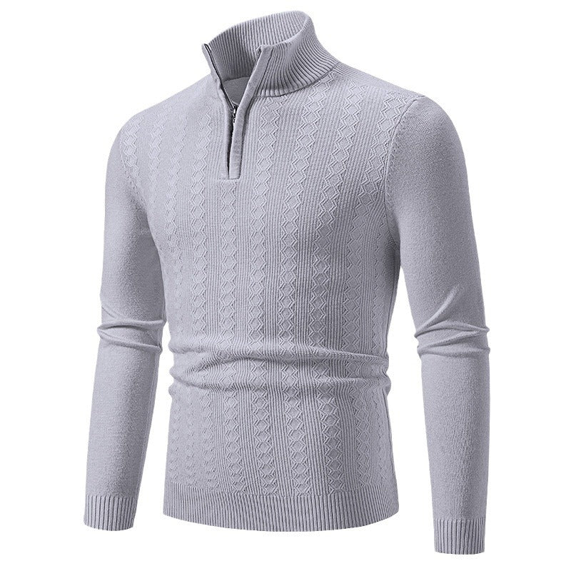 Herren Strickpullover mit Reißverschluss und grafischem Zopfmuster Drune
