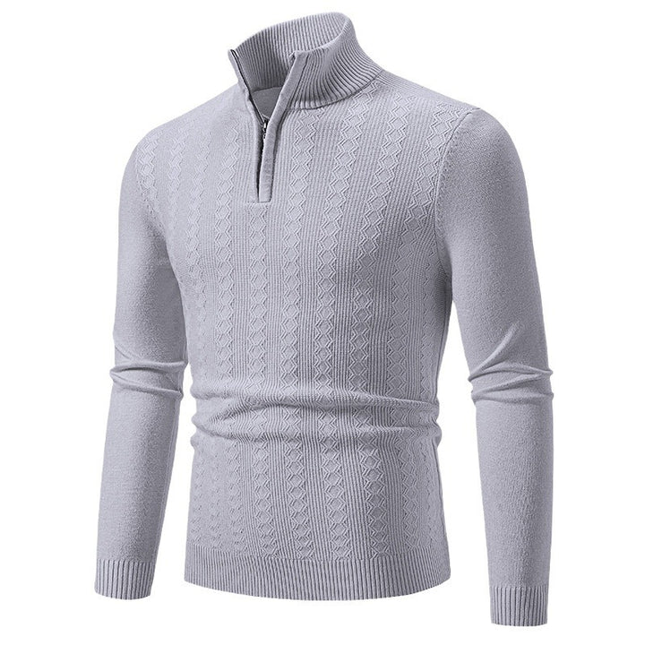 Herren Strickpullover mit Reißverschluss und grafischem Zopfmuster Drune
