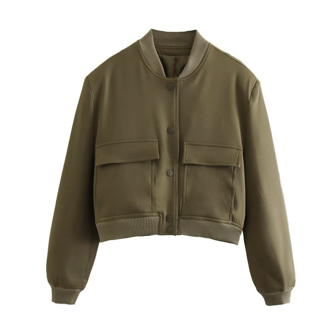 Damen sportliche Bomberjacke mit wattiertem Innenfutter und praktischen Taschen Drune
