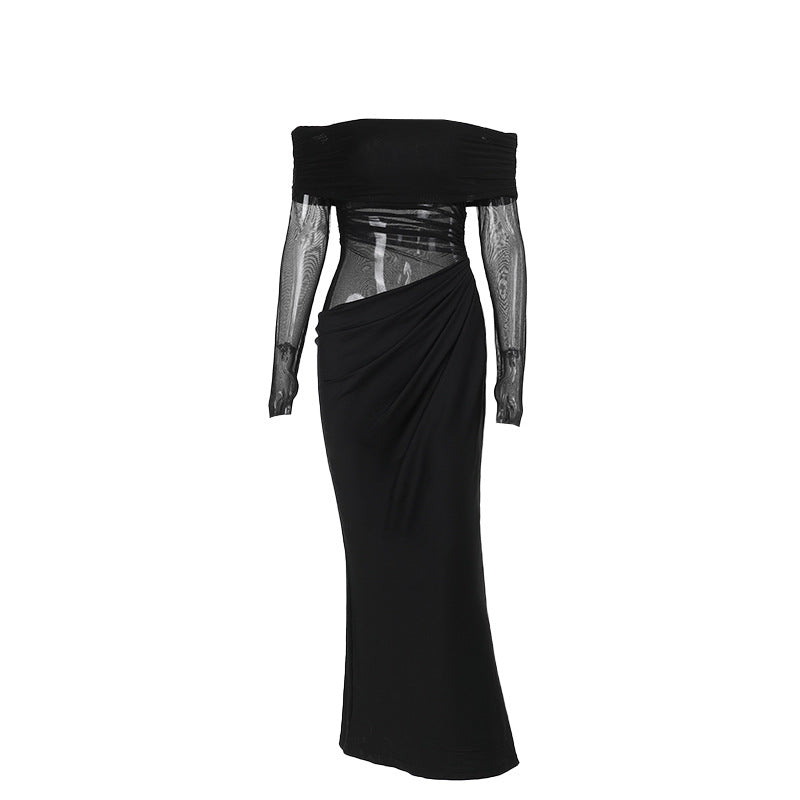 Damen Off-Shoulder Wickelkleid mit Rüschendetails Drune
