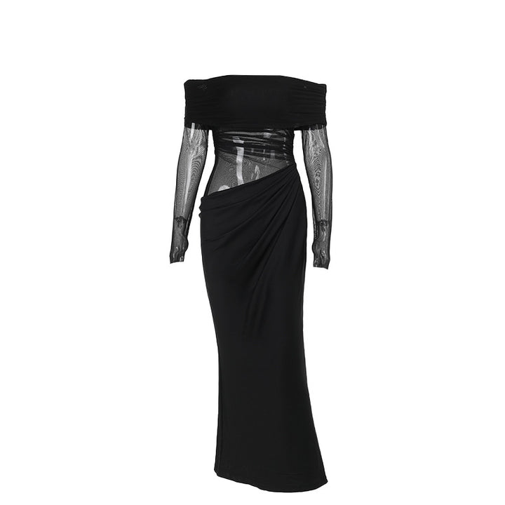 Damen Off-Shoulder Wickelkleid mit Rüschendetails Drune