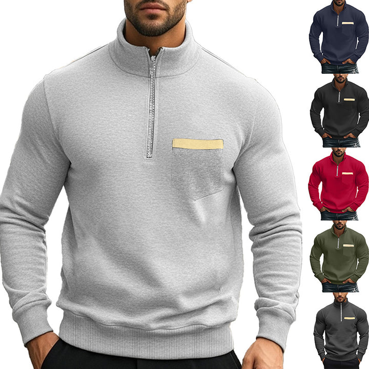Herren nan thermischer Halbzip-Pullover mit Stehkragen und wärmendem Fleece-Innenfutter Drune