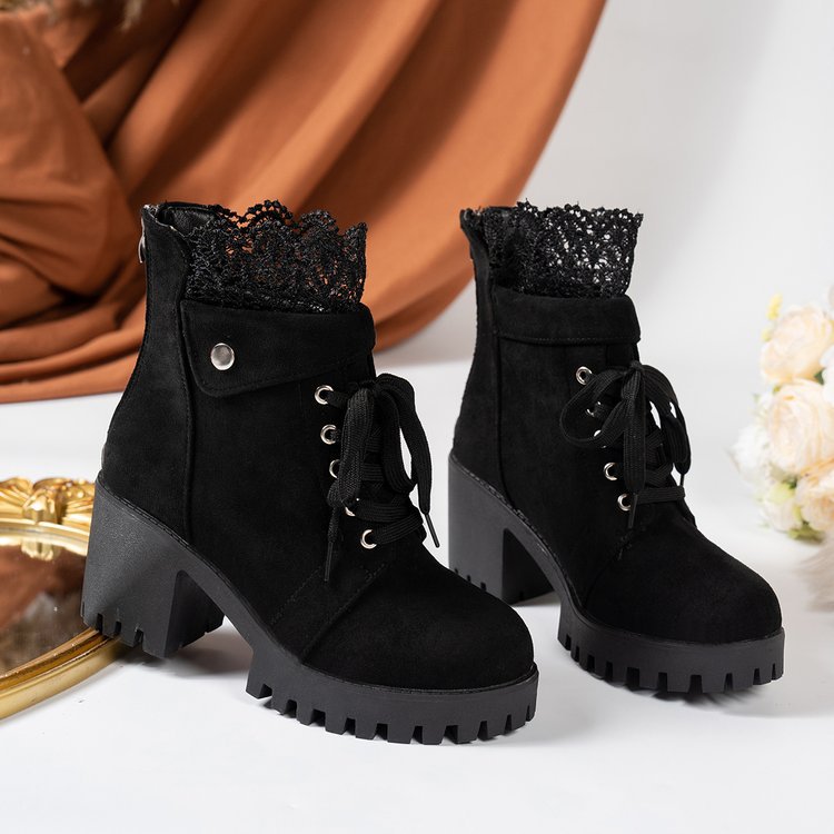 Damen Hochformat Stiefeletten mit eleganter Spitze und rutschfester Sohle Drune