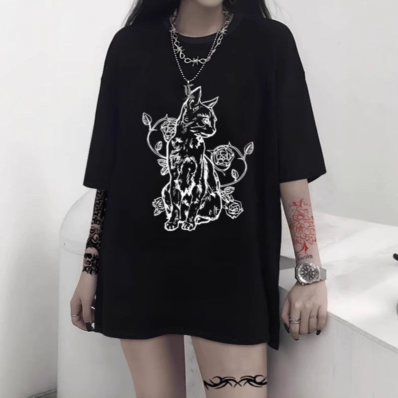 Damen Oversized T-Shirt mit dekorativem Schleifenmotiv Drune
