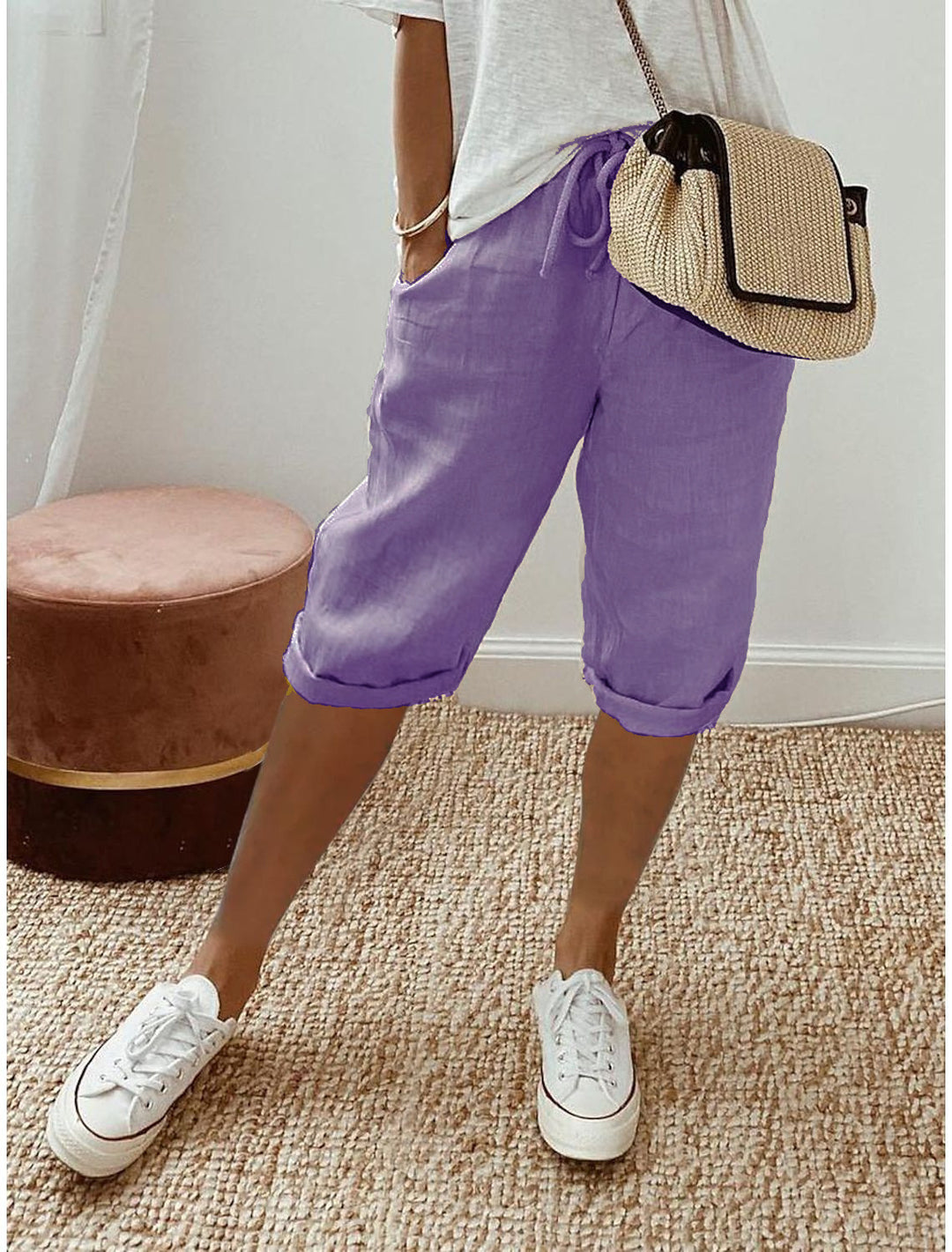 Leichte Shorts mit elastischem Bund für Damen Drune