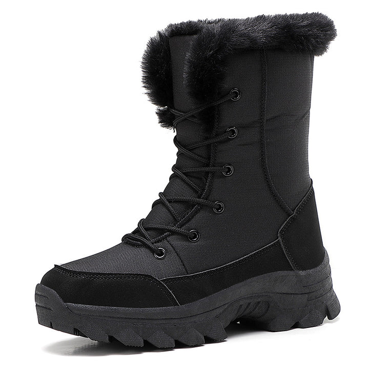 Damen Gefütterte Winterstiefel mit rutschfester Sohle und modischem Kunstfell Drune