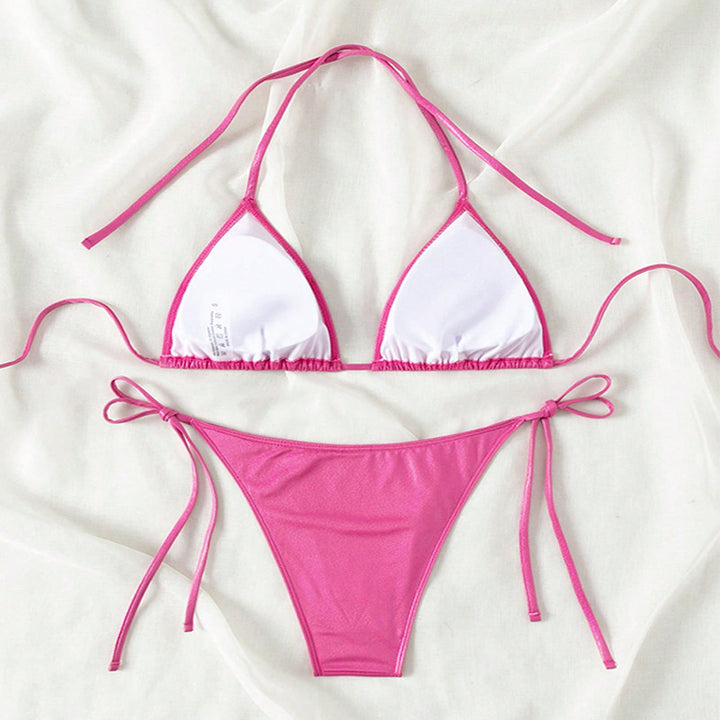 Damen Triangel-Bikini mit seitlichen Bindebändern und glänzendem Finish Drune