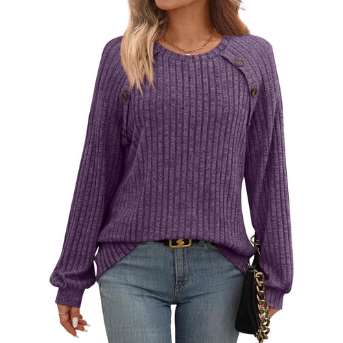 Damen modisches Strickoberteil mit Knopfdetails und lässigem Schnitt Drune