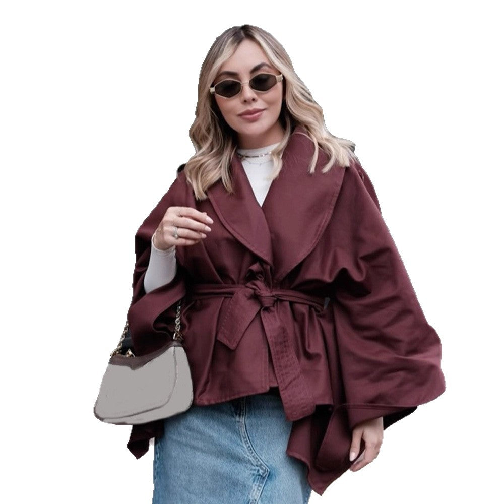 Damen Modische Oversized-Trenchcoat mit Taillengürtel Drune