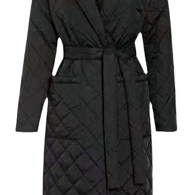 Damen gesteppter Wintermantel mit elegantem Gürtel Drune