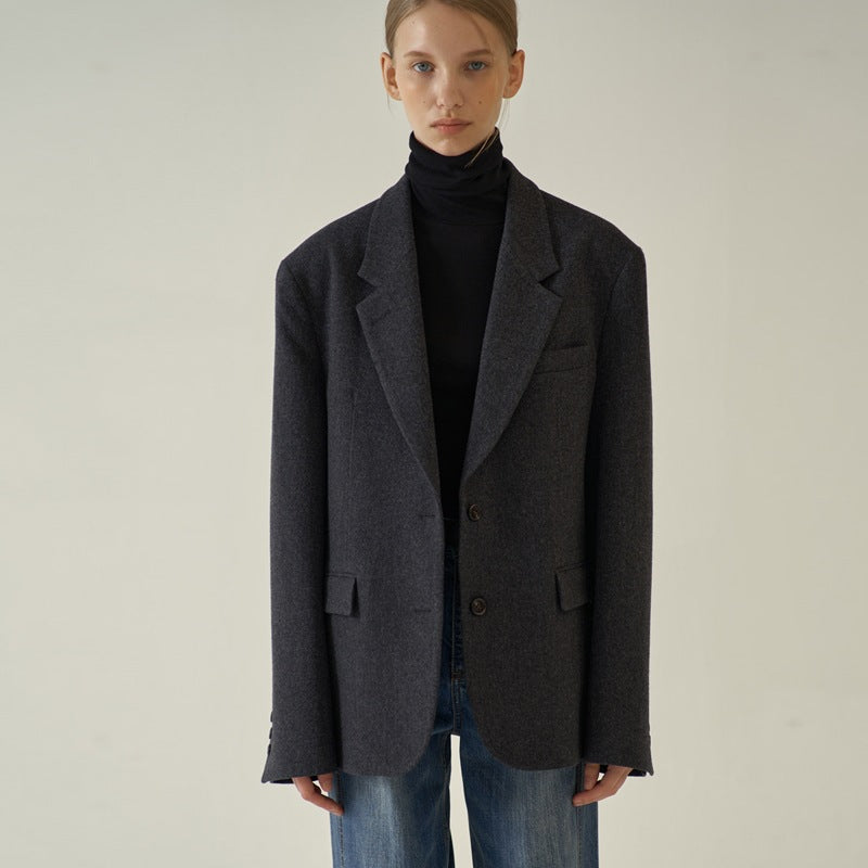 Damen eleganter Kastenblazer aus hochwertigem Stoff Drune