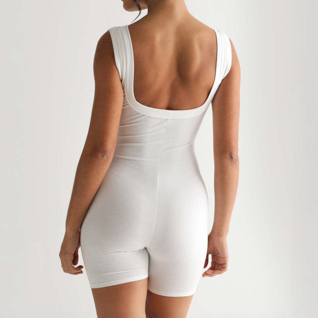 Damen Figurbetontes Kurz-Jumpsuit aus elastischem Material Drune