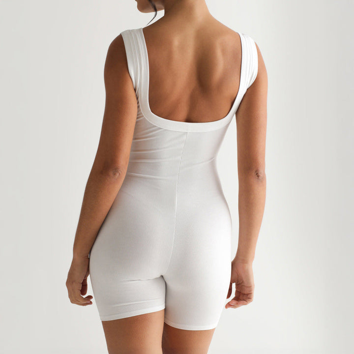 Damen Figurbetontes Kurz-Jumpsuit aus elastischem Material Drune