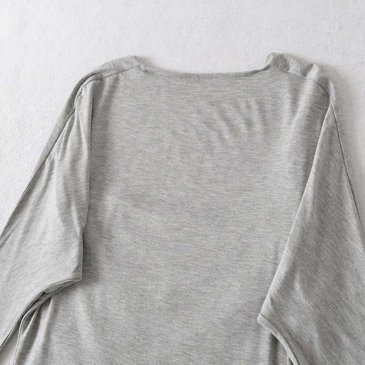 Damen lässiges Langarmshirt mit raffiniertem Drapierungsdesign Drune