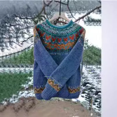 Damen nan Norwegerpullover aus Wollmix mit Rundhalsausschnitt und traditionellem Fair-Isle-Yoke Drune