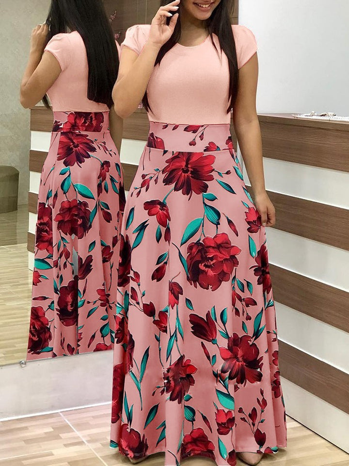 Damen Elegantes Maxikleid mit grafischem Druck und flexiblem Bund Drune