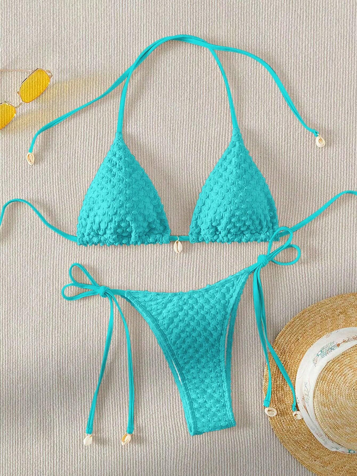 Damen Triangle-Bikini mit strukturiertem Material und zarten Bindebändern Drune