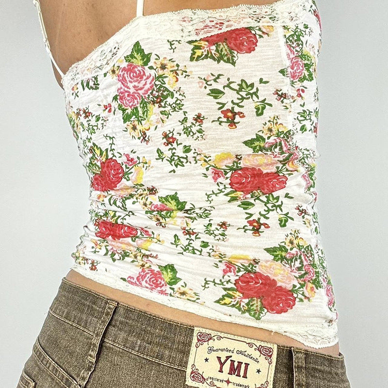 Damen Spitzen-Ärmeloberteil mit floralem Design Drune